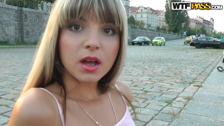 Russian hottie goes for public fuck in Prague