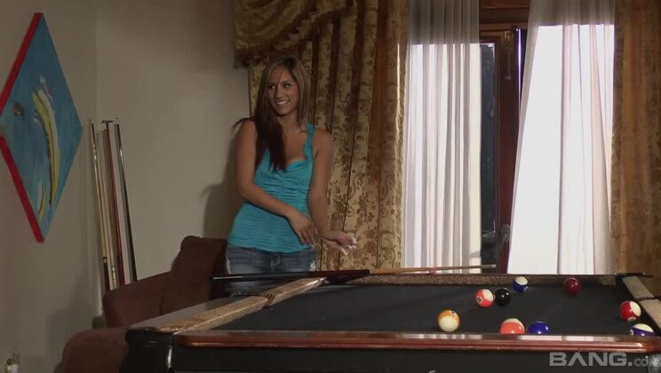 Reena Sky's pussy gets his dick wet on a pool table