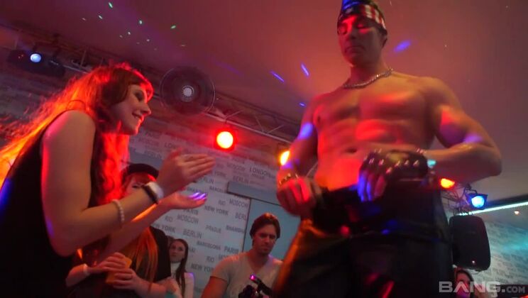 Voyeurs getting off watching the oral sex all around the club