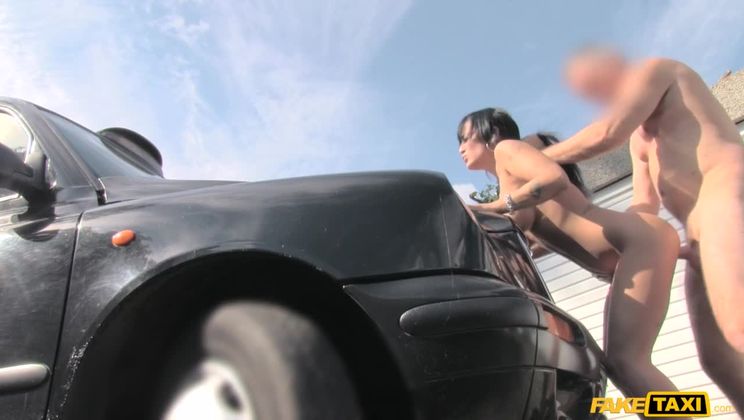 Sexy masseuse gets fucked on car bonnet