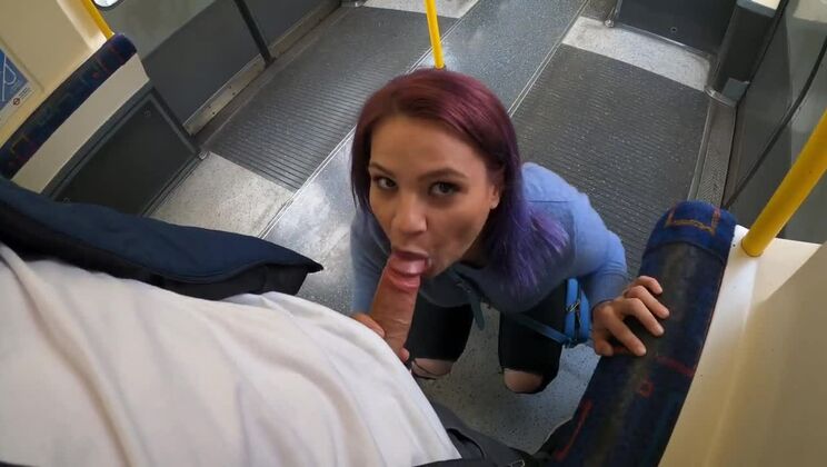 Risky Blowjob In London Train. Caught by Stranger Cum on Face 4K ELLA BOLT 