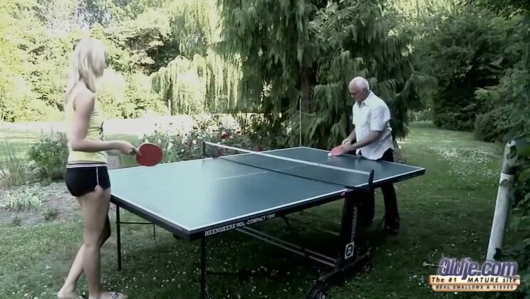 Ping Pong Deluxe - Mia: Outdoor Blonde Strip & Cum