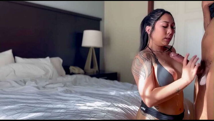 Asian Maid Delivers Top-Notch Room Service: Blowjob & Fuck with a Big Cock