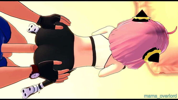 Japanese Anime Hentai: Anya Forger in Masturbation Action with Sports Clothes