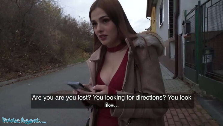 Public Agent and the Hot Redhead Mini Vamp's Basement Tryst: Shaved, Small Tits, and Intense Orgasm