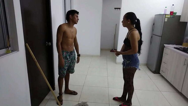 Watch as I display my housework to my Step-mom, Penelop, and then bang her passionately in the kitchen, with her eagerly swallowing all my cream