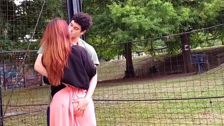 Redhead Teen Lenarica Fucks Big Cock Kyle in University Courtyard