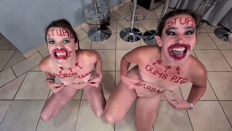 Two Naughty Petite Girls Kinkybitch69 & Petite Mia Do Stupid Slutty Things - Self Humiliation & Degrading Fun