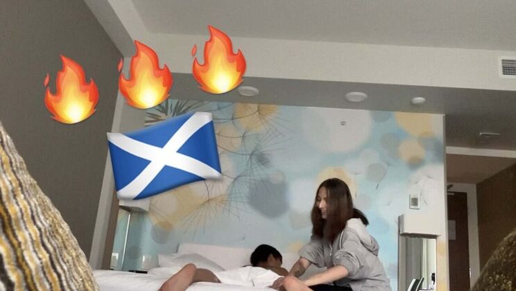 Scottish Girl Gives Asian Monster Cock a Happy Ending Massage