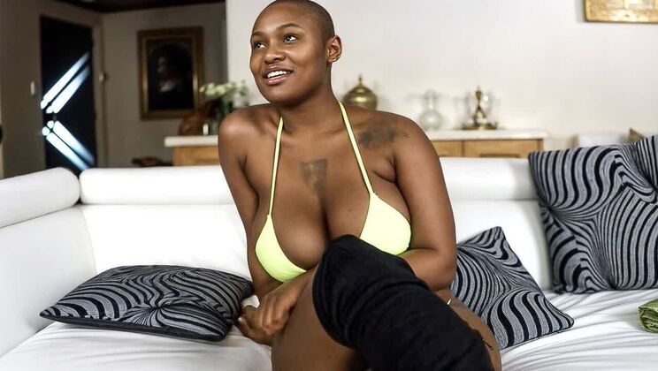 Big Tit Black BBW Gets Sloppy Blowjob at Bikini Casting