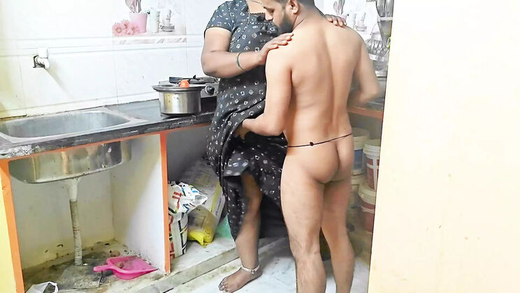 Desi Stepmom Fucked Hard in Kitchen While Cooking - Hot Indian MILF Takes BBC