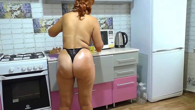 Step Mom in Thong Gives Gentle Blowjob and Anal to Step Son - Homemade MILF Action
