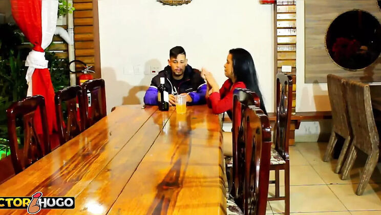 Hot Brunette Wife Blows Friend While Hubby Watches - Exclusive HD Threesome