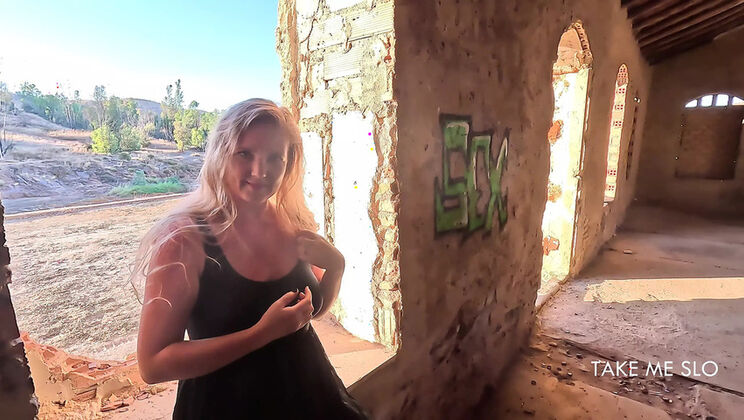 Blonde MILF Almost Gets Caught Fucking Outdoors - Hot Public Sex & Cum on Tits - TakeMeSlo