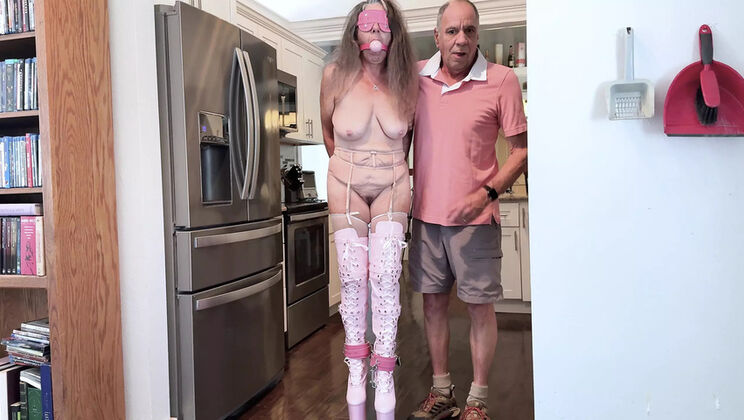 AmelieRMoreau Blindfolded & Gagged in Hot BDSM Bondage - Small Tits Jewish Babe in Stockings