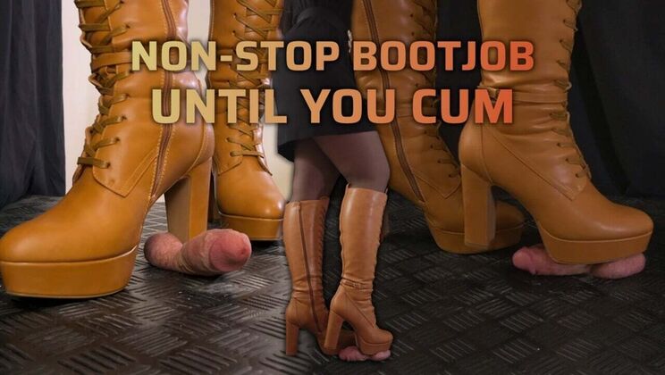 Brown High Heels Bootjob - Cock & Balls Crushed Until Cumshot - Femdom CBT Trample