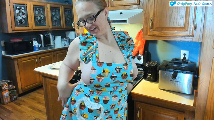 Busty Redhead MILF Cooks Breakfast Naked in Apron - Hot Homemade Submission