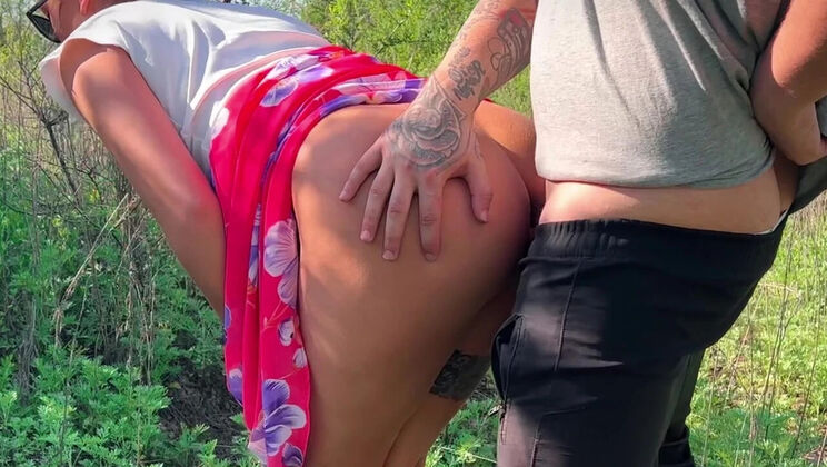 Public Outdoor Fuck - Angelya G Gets Creampied Doggy Style in Dress