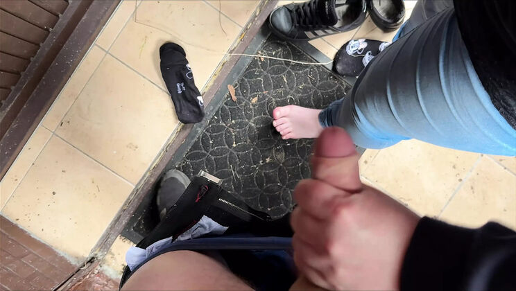 Sexy German MILF Gets Milked Hard in Basement - Foot Worship & Cum on Feet