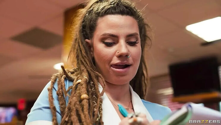 Hot Diner Threesome with Lucy Foxx & Jmac - Big Tits, Blowjob & Cumshot