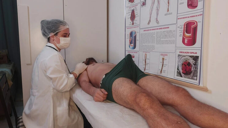 Hot Brazilian Nurse Gets Wet Seeing Patient's Big Hard Cock