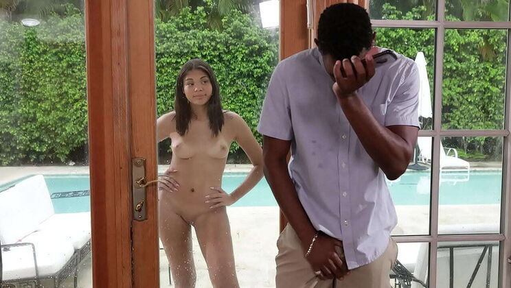 Stepdad Spies on Hot Black Teen Masturbating Poolside