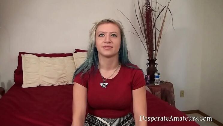 Desperate Blonde Amateur Casting - Threesome MMF Fun with Fit Babe