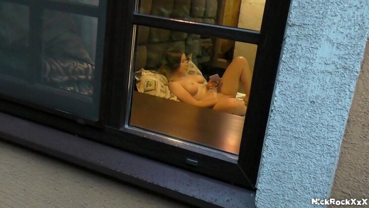 Neighbor Watches Hot Girl Masturbate After Work - Homemade Solo Pussy Play