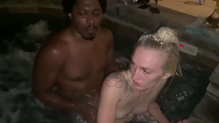 Blonde babe Victoria Gracen gets wild with Lord Panda in steamy hot tub