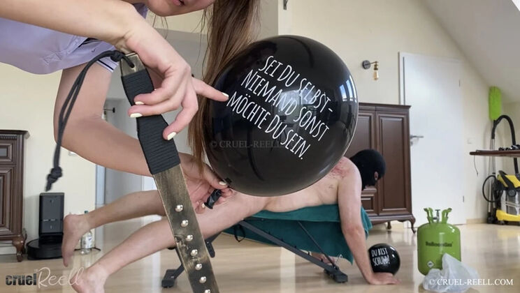 German Mistress Humiliates Slave With Cruel CBT & Spanking Punishment - Try Not To Laugh!