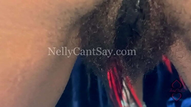 Nellycantsay Hairy Ebony Twerking in Thong - Bush & Natural Pussy Show