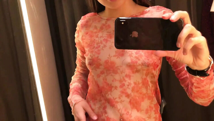 Horny Teen Fucks Herself with Toy in Fitting Room - Solo Masturbation