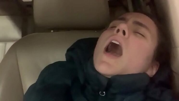 Hot Brunette MILF Masturbates & Cums Hard in Car - Public Sex Agony