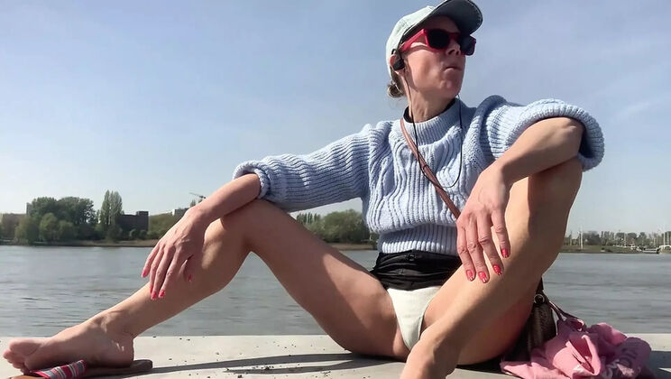 Hot MILF Lolacam Flashes Panties in Spring - Outdoor Exhibitionist Fun