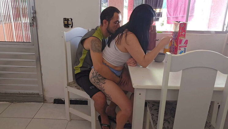 Stepdad Fucks His Hot Latina Stepdaughter in the Kitchen - Raw Sausage Creampie