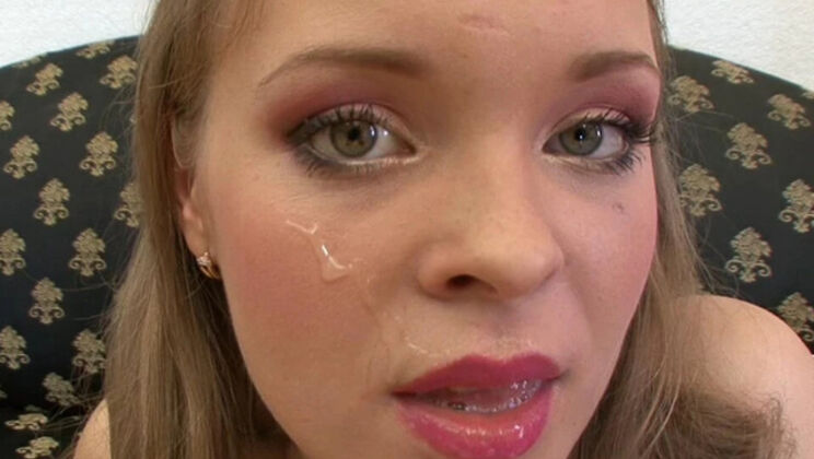 Barely Legal Blonde Teen 18 Gets Facial on Couch After Hardcore Fuck