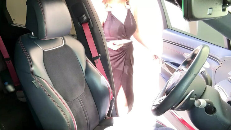 Stranger Fingers My Stepmom's Shaved Pussy in Car - Alina Rai Cums Hard