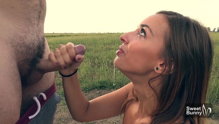 Sweet Bunny Gets Rough Face Fuck & Sloppy Deepthroat Outdoor - Big Cock Throat Pound