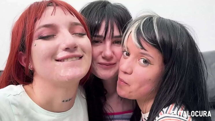 Hot Latina Teens Sara Villegas & Digna Morales Swallow Cum in Wild Bukkake Gangbang
