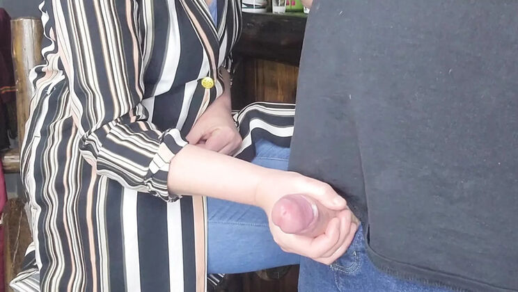 Blonde Stepmom Gives Hot Handjob - Close-Up Action