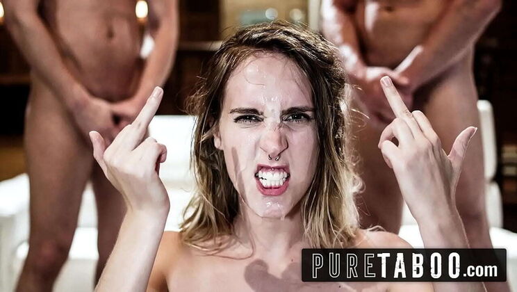 Petite Teen Cadence Lux Gets DP'd by 2 Random Guys After BF Fight - Rough Threesome & Deepthroat