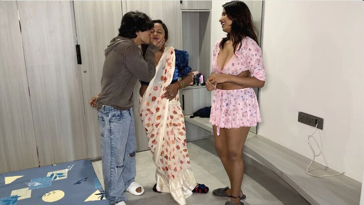 Indian Stepsister Threesome Fuck with Big Tits Friend - Hot Homemade Hindi Sex
