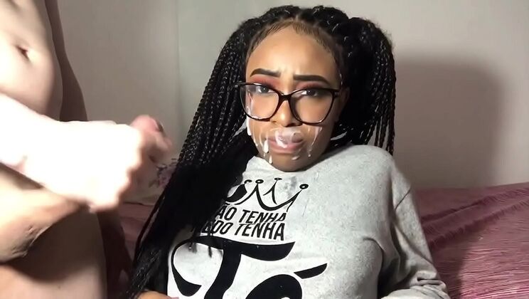 Bruna Black caught masturbating in bathroom - takes two huge facial cumshots