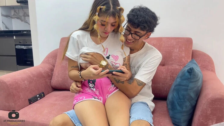 Amateur Stepsister Gabriela Wish Learns Phone Games & Gets Facial Cumshot From Stepbro