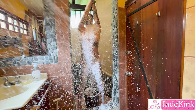Amateur GF Gets Foam Sprayed & Rough Fuck Humiliation in Bathroom BDSM