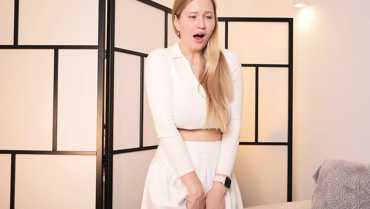 Stella Cardo strips naked on camera - big tits blonde Russian babe