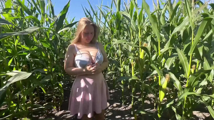 Maja Meer's Unallowed Anal Adventure in Cornfield - Sweet Teen with Big Natural Tits Gets Creampie