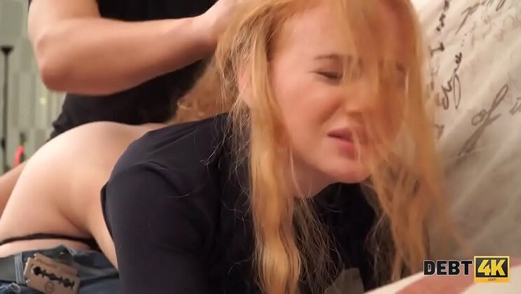 Nick Whitehard fucks teen redhead Russian for debt in rough homemade POV sex