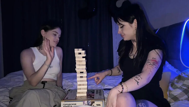 Stepsister Offers Scissors Game with Horny Russian Lesbians - Big Natural Tits & Pussy Licking