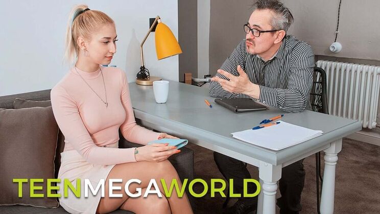 Sexy Blonde Student Iris Kiss Kiss Solves Tricky Situation with Hardcore Blowjob - Old & Young HD